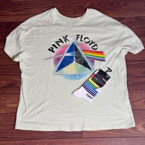 Lot Including Pink Floyd Graphic Tee - Light Green and Pink Floyd Women’s Socks